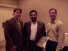 In the middle, Jikku Venkat, CTO, United Devices is honored as Austin's Information Technologist of the Year by AITP President Scott Calvin
