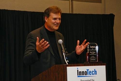 Russ Finney, Vice President of Tokyo Electron, accepts his IT Executive of the Year award